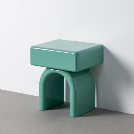 Mobilier - Măsuță de cafea din MDF verde lucios cu bază arcuită