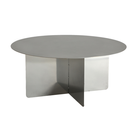 Mobilier - Măsuță de cafea rotundă din metal argintiu mat cu bază din panouri metalice în cruce