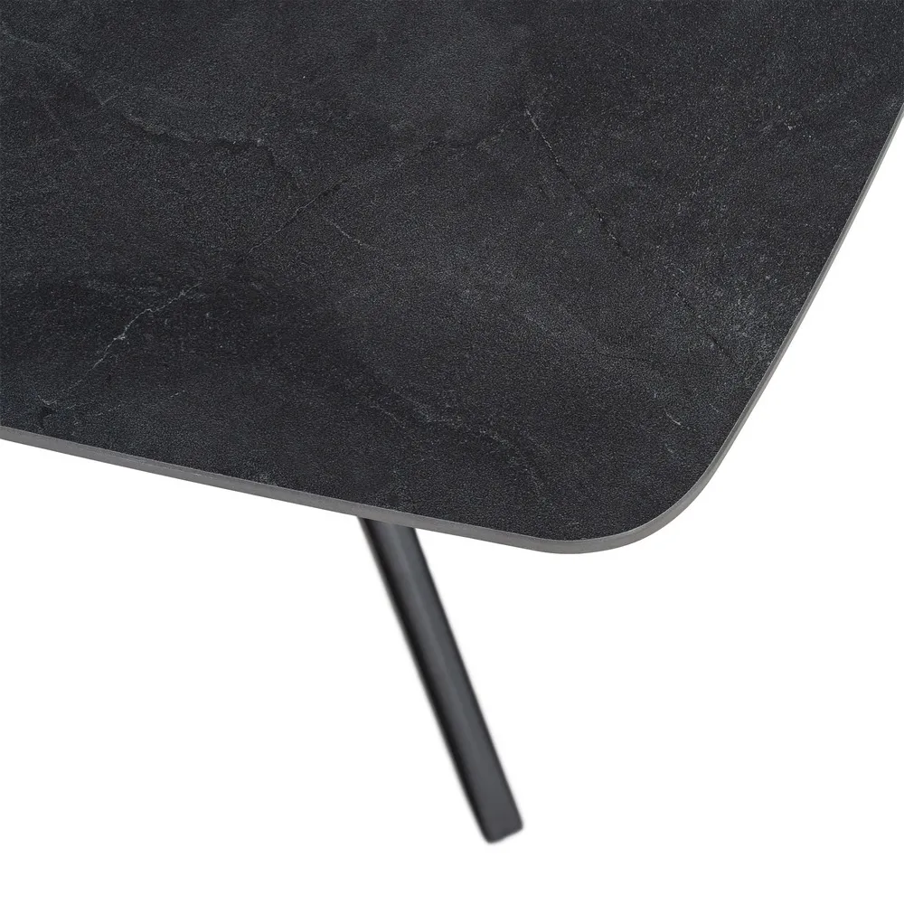 Măsuță de cafea din piatră sinterizată neagră cu bază metalică [4]