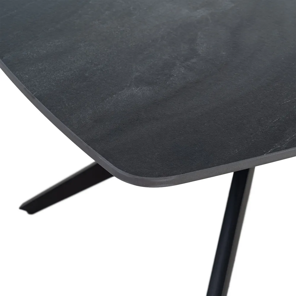 Măsuță de cafea din piatră sinterizată neagră cu bază metalică [6]