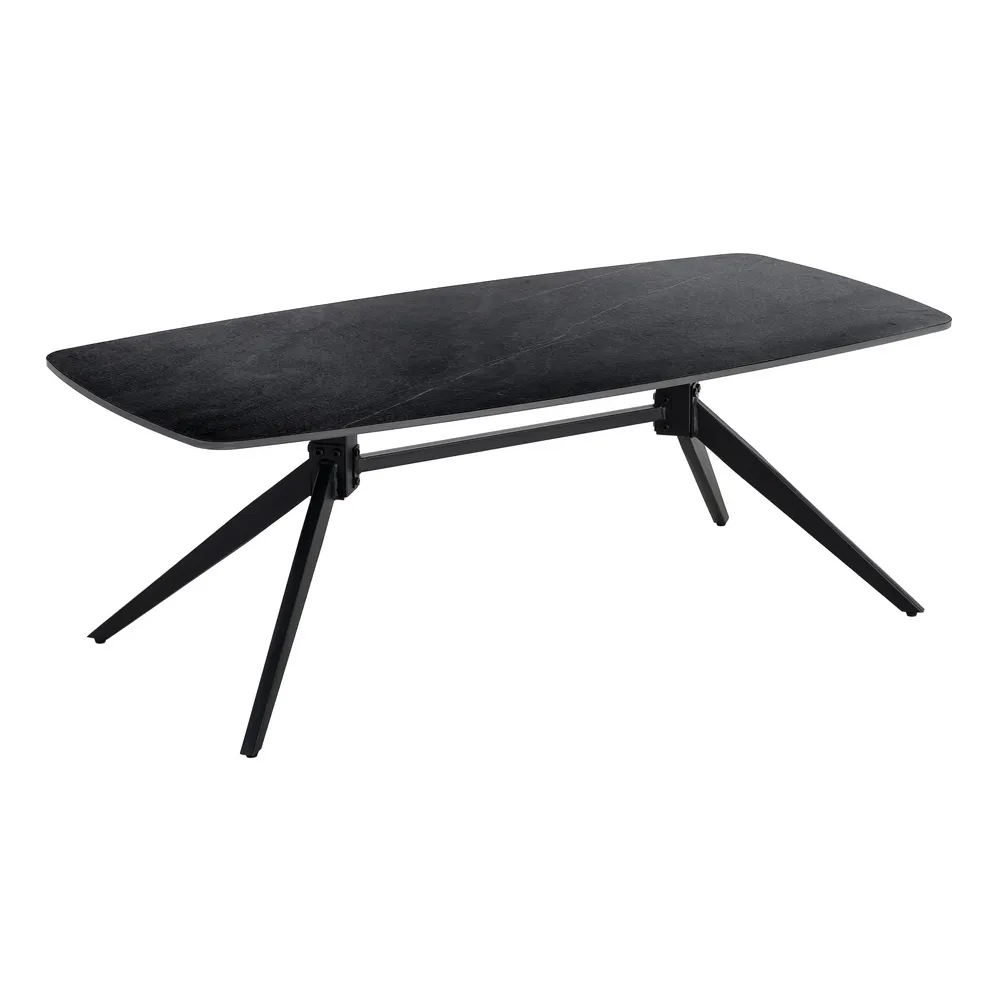 Măsuță de cafea din piatră sinterizată neagră cu bază metalică [1]