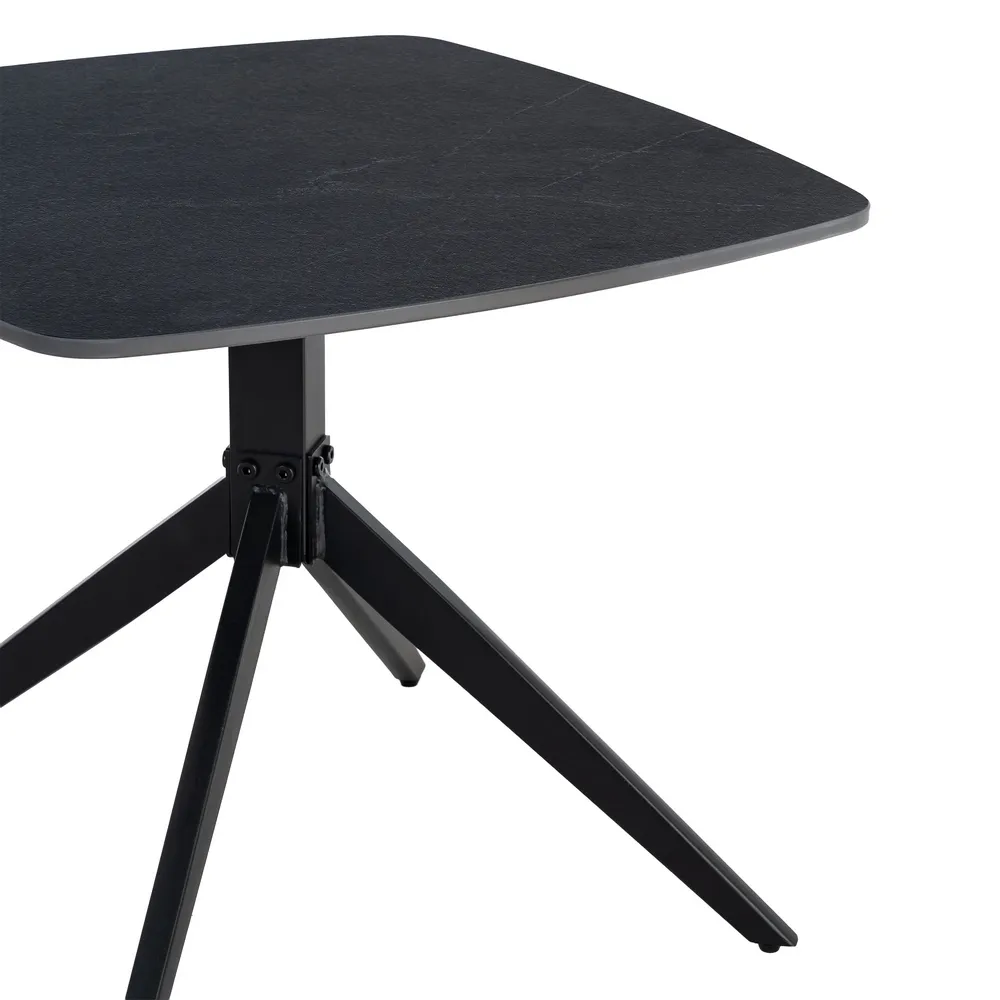 Măsuță cafea piatră sinterizată neagră cu bază metalică [2]