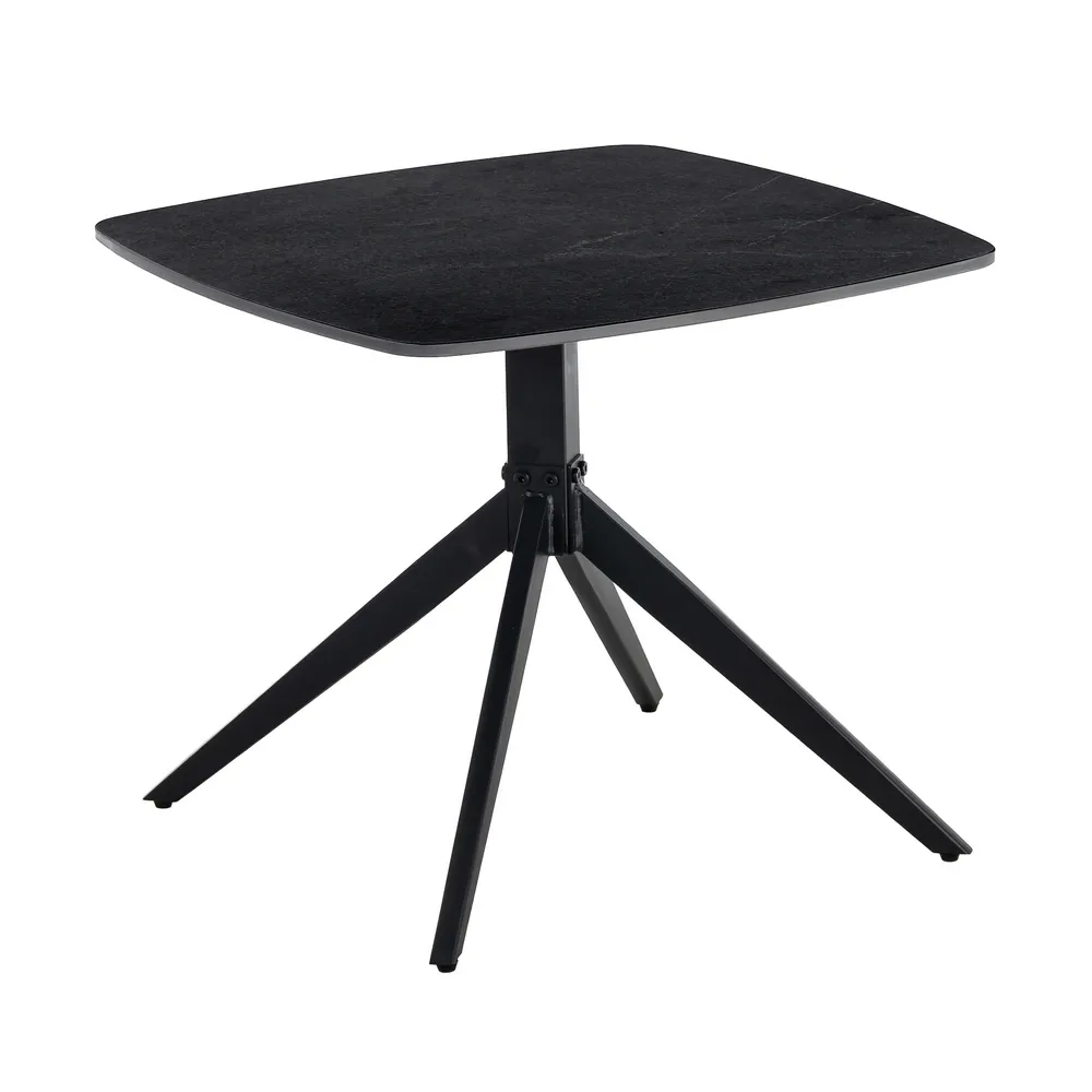 Măsuță cafea piatră sinterizată neagră cu bază metalică [1]