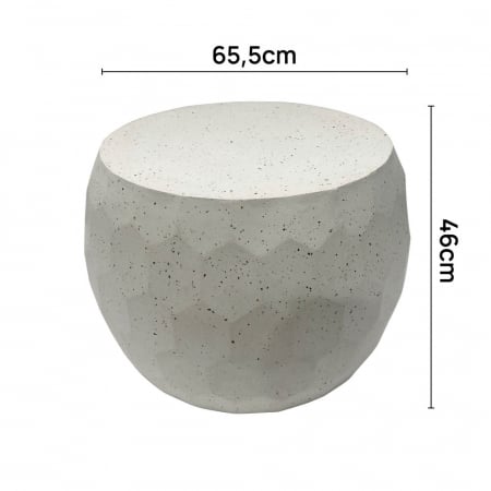 Măsuță rotundă Bee Mosaic crem 65.5x46 cm, compozit mineral, textură geometrică, finisaj piatră naturală [4]
