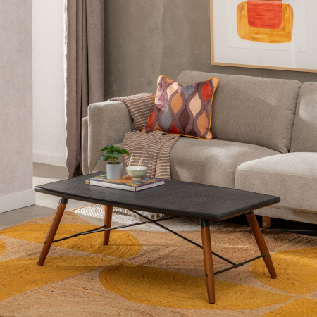 Măsuță de cafea în stil industrial modern din lemn natur și MDF metalizat [9]