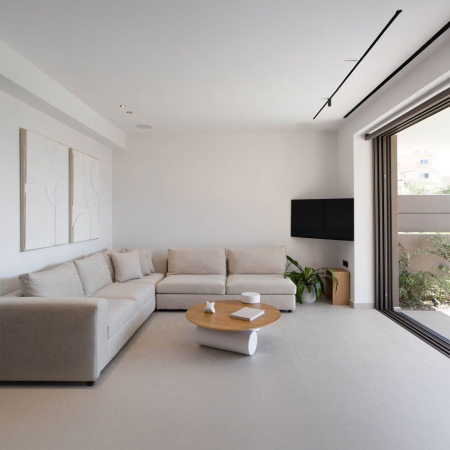 masuta cafea assymetron blat stejar baza beton design modern industrial [3]