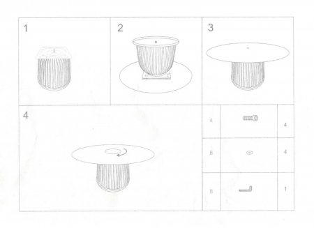 Măsuță Nova cu blat ceramic marmorat și bază plisată crem pe suport metalic auriu [9]