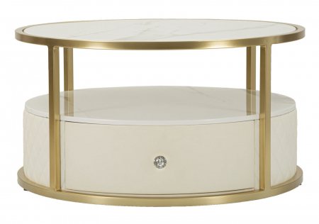 Masuta cafea rotunda | Blat marmorat | CreativDeco