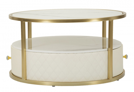 Masuta cafea rotunda | Blat marmorat | CreativDeco [2]