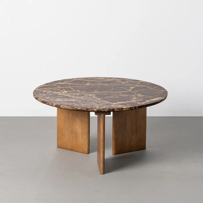 Mobilier - Măsuță de cafea bordeaux din piatră naturală