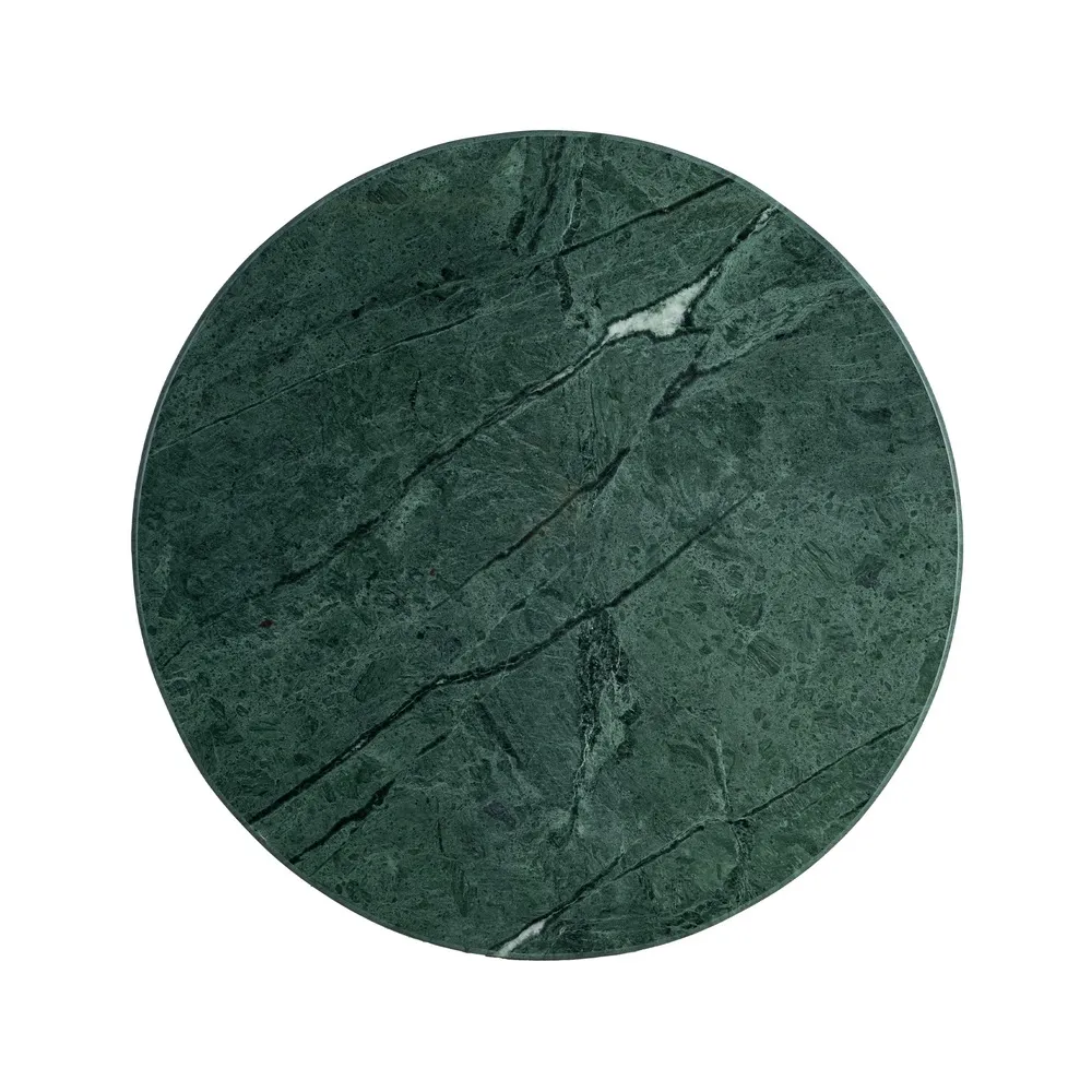 Măsuță de cafea rotundă cu blat de marmură verde pe bază din lemn de mango – fotografie produs principal [2]
