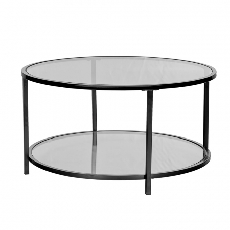 masuta cafea rotunda sticla metal negru Moon [1]