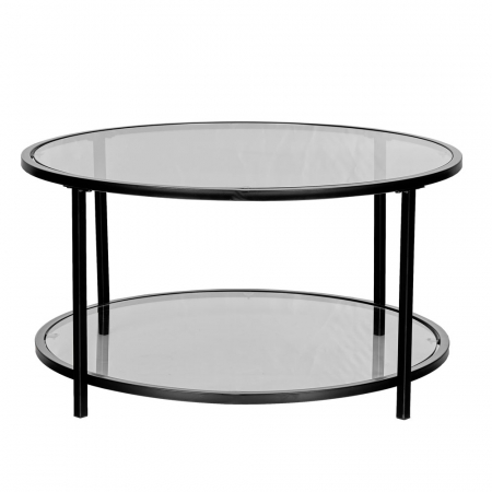 Masute Cafea - masuta cafea rotunda sticla metal negru Moon