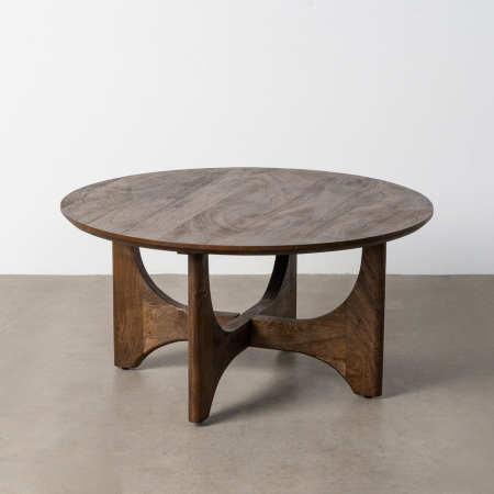 Masute Cafea - Măsuță de cafea rotundă din lemn de mango cu bază sculpturală
