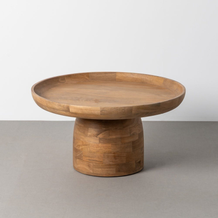 Mobilier - Măsuță de cafea rotundă din lemn de mango stil Japandi