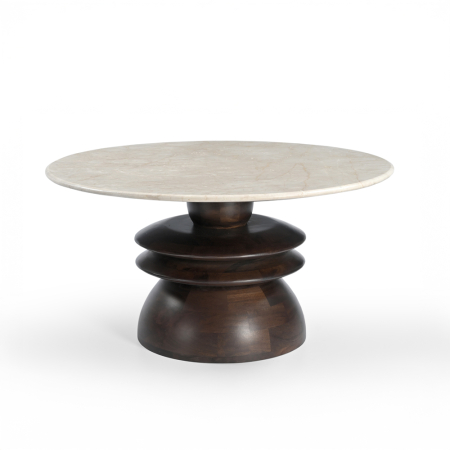 Mobilier - Măsuță de cafea rotundă din marmura crem