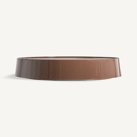 Mobilier - Măsuță de cafea rotundă, joasă, din MDF maro lucios, cu laterale evazate și blat neted