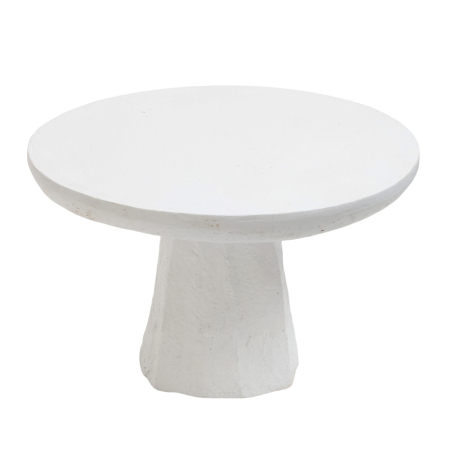 Mobilier - Măsuță de cafea rotundă din MgO alb cu bază ca de piatră