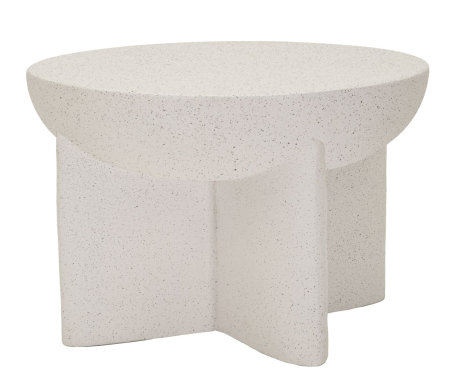 Masute Cafea - Masuta de cafea rotunda crem efect piatra 63.8x42.5 cm