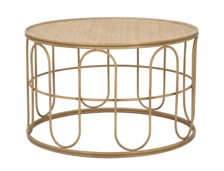 Mobilier Gradina - Masuta cafea rotunda ratan cu blat texturat exotic CreativDeco