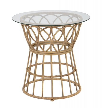 Masute Cafea - Masuta cafea rotunda ratan cu blat sticla boho chic CreativDeco