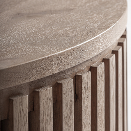 Masuta de cafea sculpturala si contemporana din lemn de mango cu listare verticala GABIA 101x101x31 cm [2]