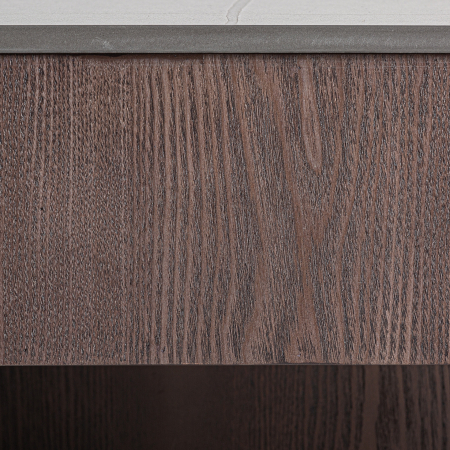 Masuta de cafea sculpturala si moderna din MDF si marmura sintetica neagra cu baza placata nuc Neufs 100x100x25 cm [4]