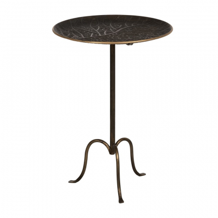 Măsuță rotundă metal auriu vintage cu blat embosat [1]