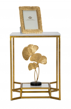 Masute Laterale - Masuta patrata aurie cu marmura alba | creativdeco
