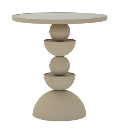 Masute Cafea - Măsuță Dune sculpturală cu finisaj bej nisipiu și blat rotund din oglindă