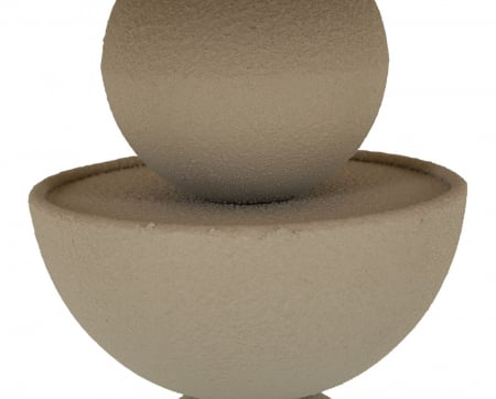 Măsuță Dune sculpturală cu finisaj bej nisipiu și blat rotund din oglindă [5]