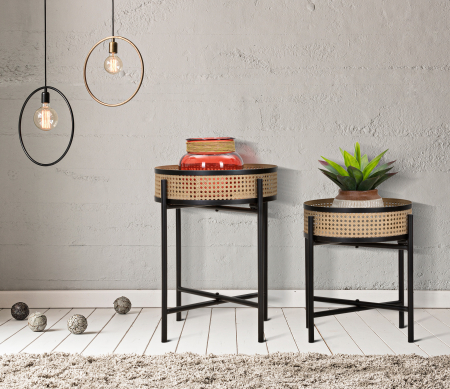 Masute Fuji, fier/ratan, negru/natur [1]