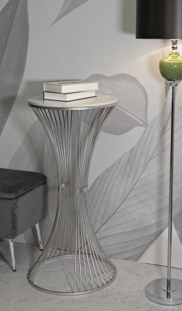 Masuta inalta rotunda argintie | Accent modern CreativDeco [1]