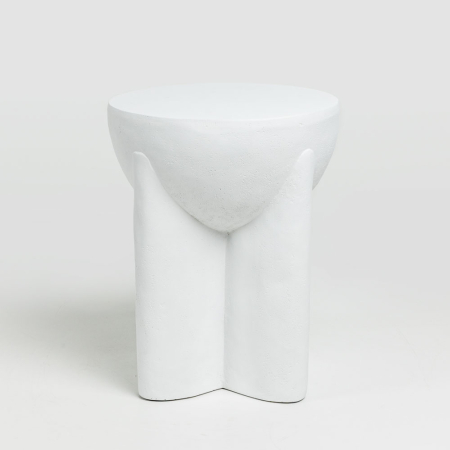 Wabi Sabi - Măsuță laterală albă din MgO cu design sculptural