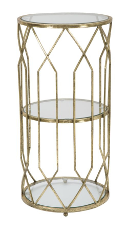 Masuta laterala inalta aurie cu rafturi | Mobilier glamour CreativDeco [1]