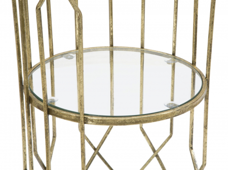 Masuta laterala inalta aurie cu rafturi | Mobilier glamour CreativDeco [3]