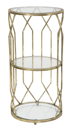 Masute Laterale - Masuta laterala inalta aurie cu rafturi | Mobilier glamour CreativDeco