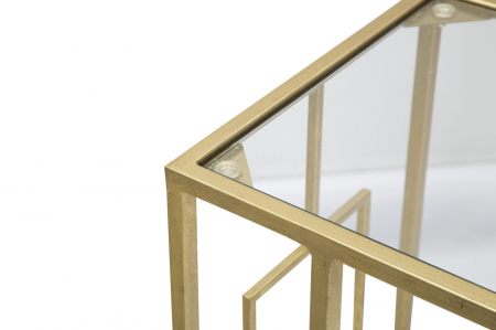 Masuta sticla Glamour cu cadru metalic auriu CreativDeco [5]