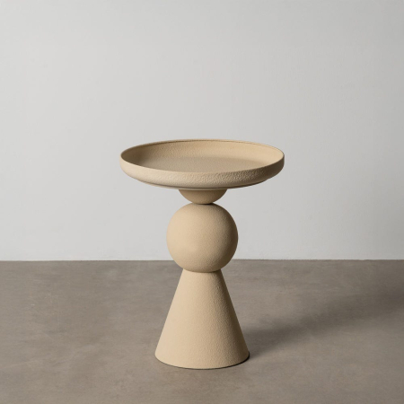 Masute Laterale - Măsuță laterală crem din metal cu design geometric