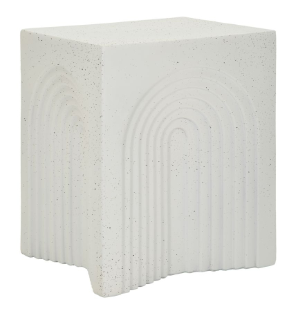 Mobilier - Masuta laterala cubica cu relief arcuit crem 40.5x50.5 cm