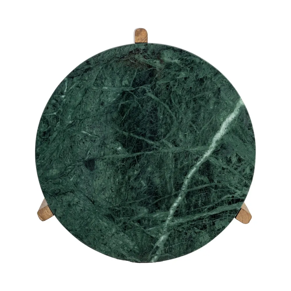 Măsuță laterală din marmură verde cu bază din lemn de mango [5]