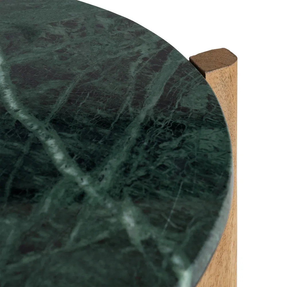 Măsuță laterală din marmură verde cu bază din lemn de mango [3]