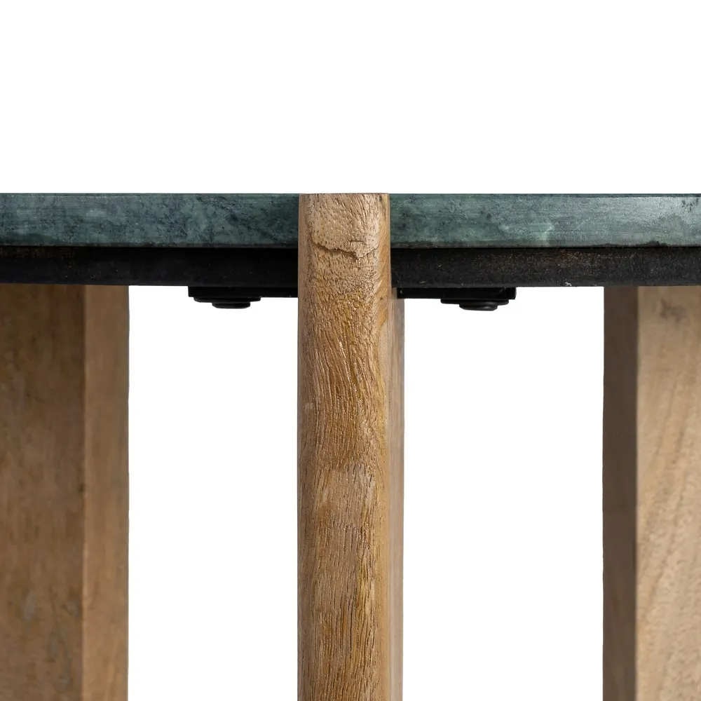 Măsuță laterală din marmură verde cu bază din lemn de mango [7]