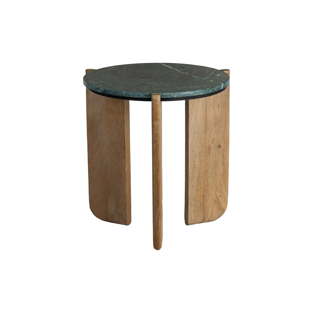 Măsuță laterală din marmură verde cu bază din lemn de mango [1]