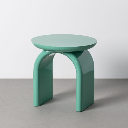 Mobilier - Măsuță laterală din MDF verde lucios cu formă arcuită