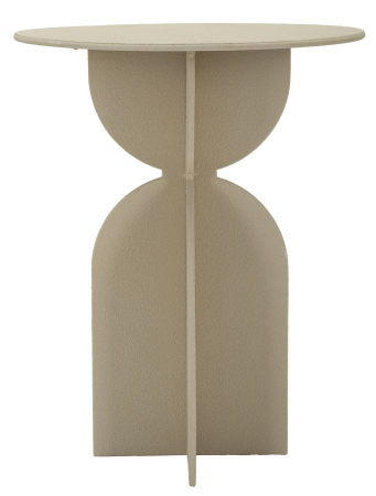 Măsuță metalică Dune bej nisipiu cu formă sculpturală și blat rotund [2]