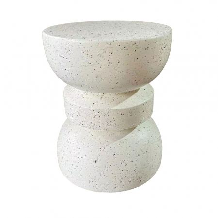 Masute Laterale - Măsuță Pioni 2 terrazzo alb – design modern sculptural