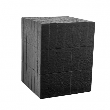 Masute Laterale - Măsuță laterală negru mat Square din piatră sintetică