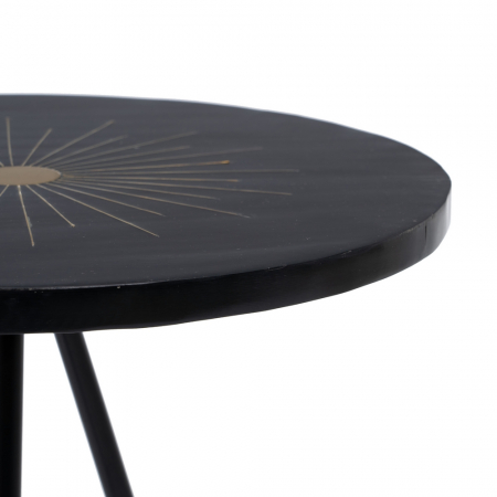 Masa Laterala Neagra CreativDeco - Detaliu Central Cupru pentru Decor Industrial [2]