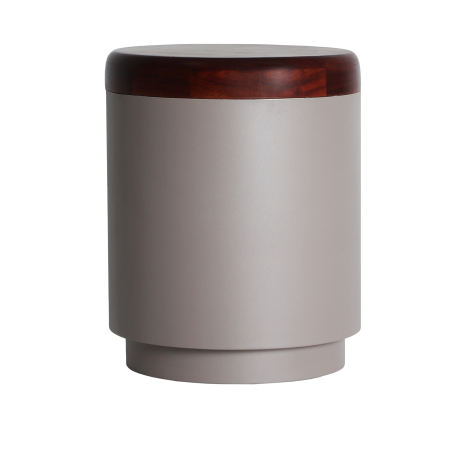 Mese - Măsuță laterală cu structură metalică gri și blat din lemn de acacia